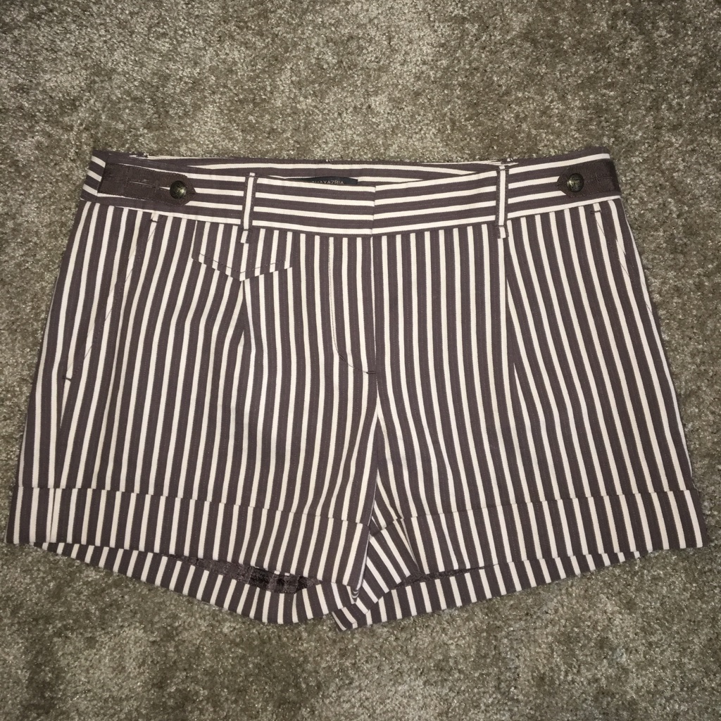 New Bcbg Symone Striped Brown Cream Shorts Size 8